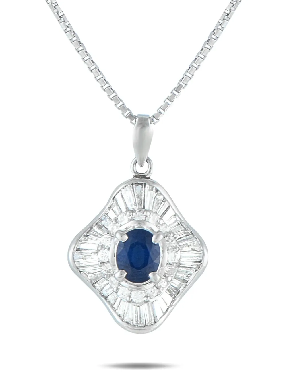 LB Exclusive platinum diamond and sapphire necklace | Silver | Image 1