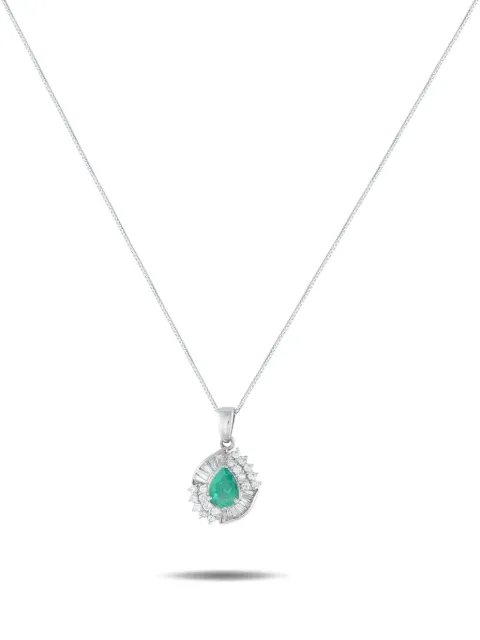 LB Exclusive platinum emerald and diamond necklace