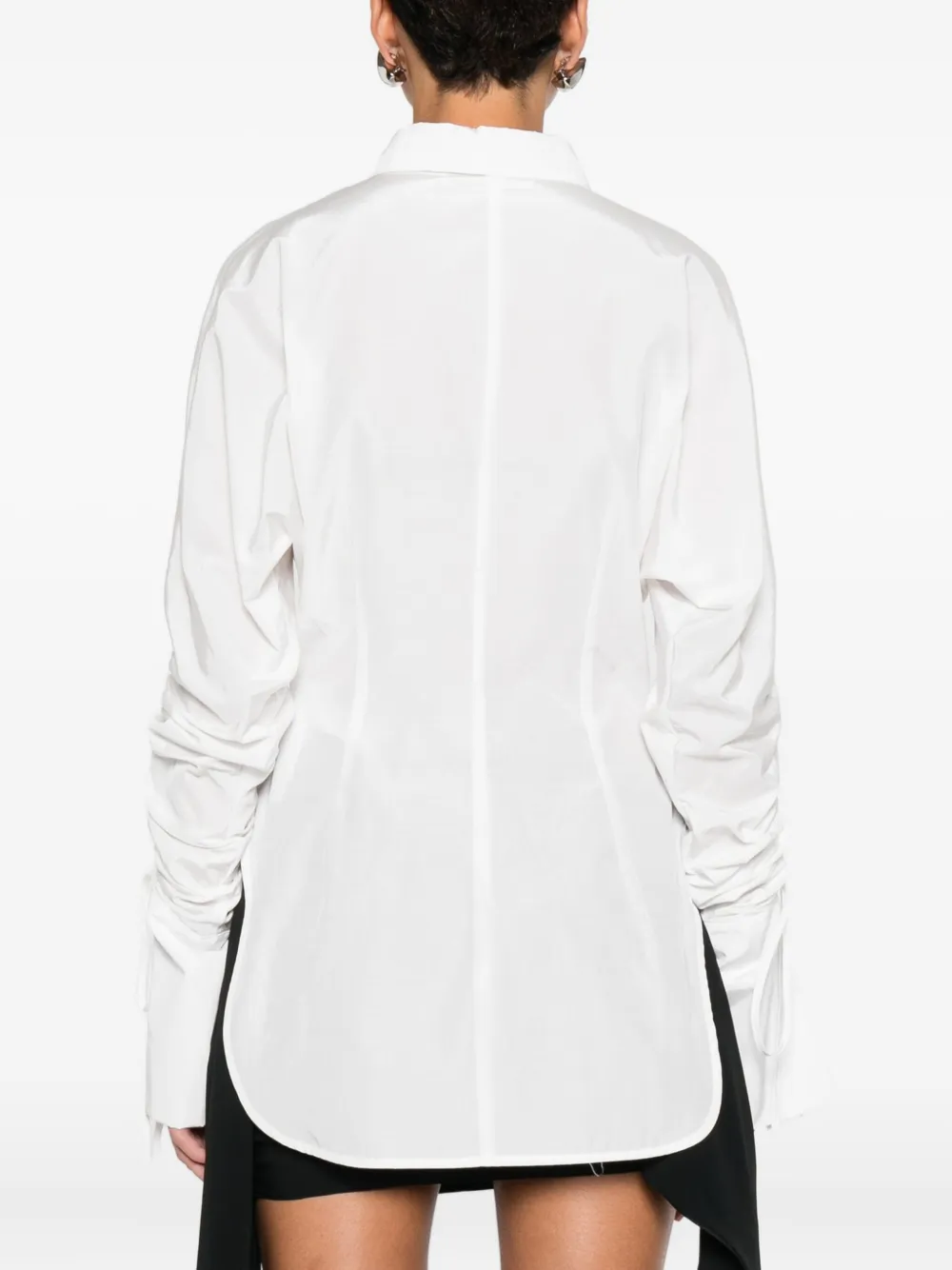 Blumarine Gathered-sleeve Button-down Shirt In White