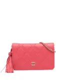 CHANEL Pre-Owned 2017-2018 Quilted Lambskin Double Stitch Tassel Wallet On Chain crossbody bag - Pink