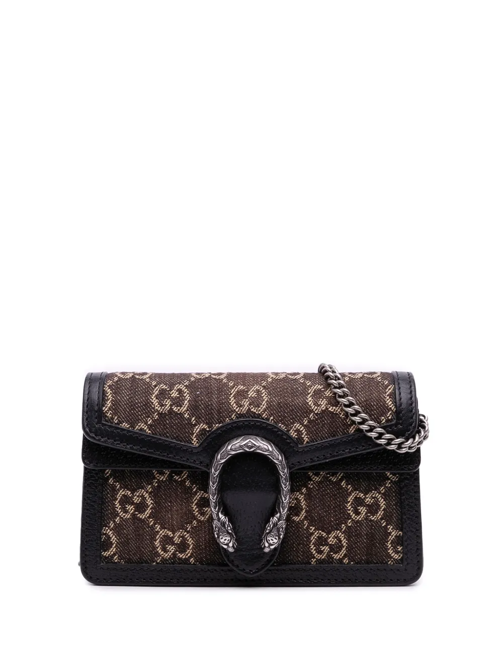 Gucci Pre-Owned 2016-2025 ミニ GG デニム ディオニュソス ショルダーバッグ - ブラウン Gucci Pre-Owned 2016-2025 ミニ GG デニム ディオニュソス ショルダーバッグ - ブラウン
