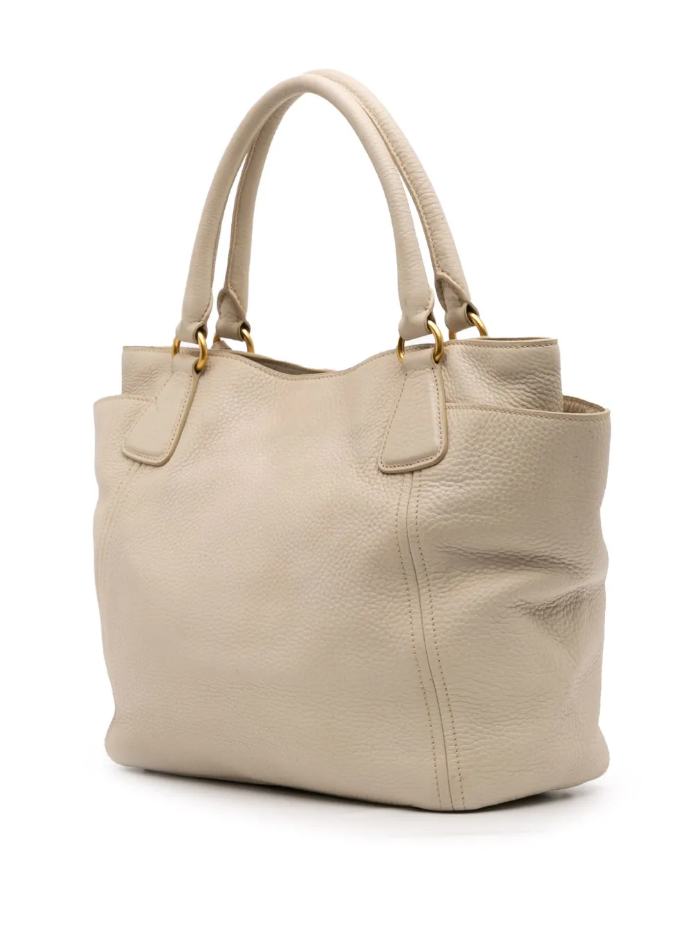 Pre-owned Prada 2000-2025 Vitello Daino Side Pocket Convertible Tote Satchel In Brown