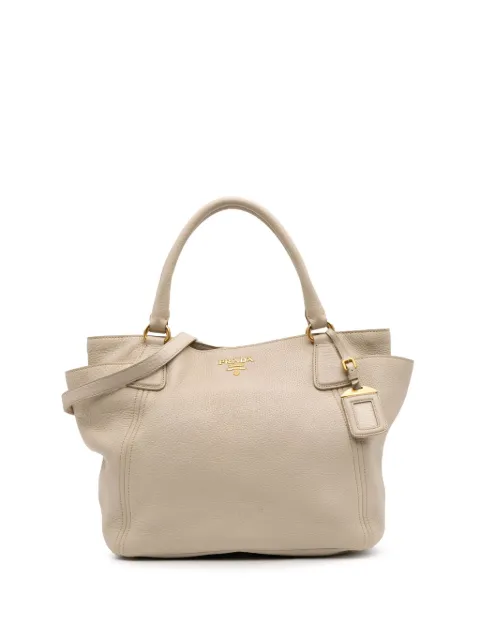 Prada Pre-Owned 2000-2025 Vitello Daino Side Pocket Convertible Tote satchel