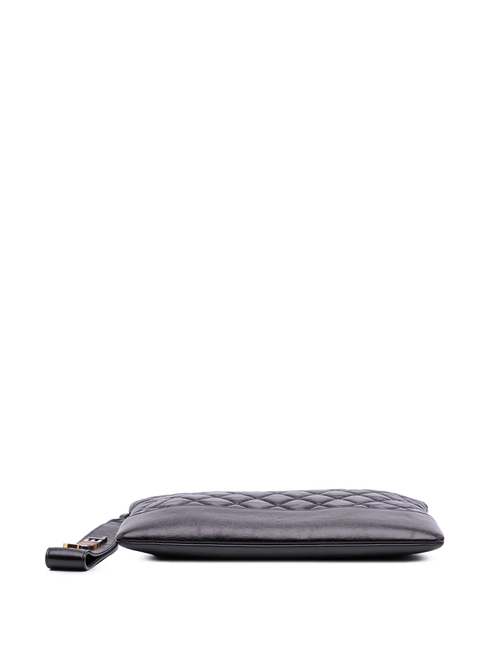 Pre-owned Chanel 2019 Medium Aged Calfskin Gabrielle O Case Clutch Bag In Black