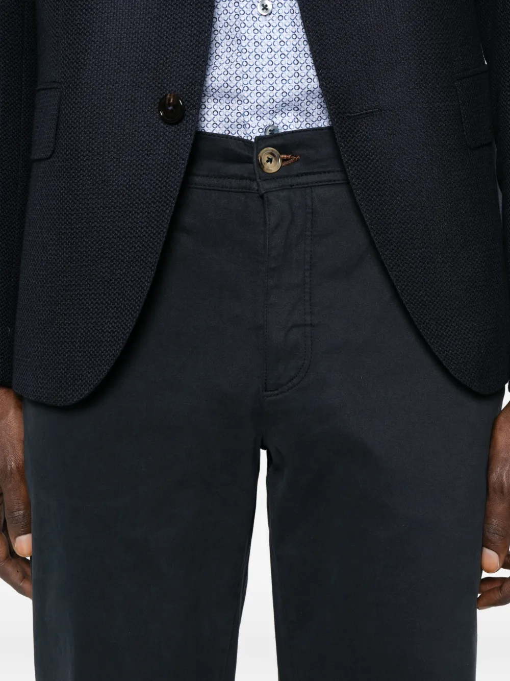 Sand Dilan Cuffed Cotton Trousers In Black