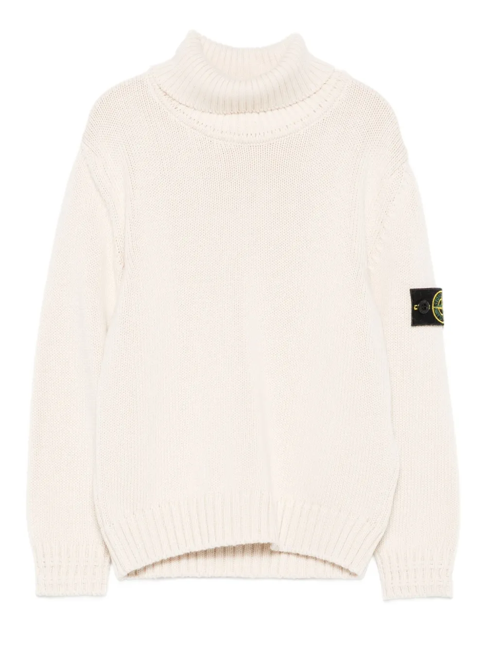 Stone Island Kids' Roll-neck Patch-pocket Sweater In Neutral