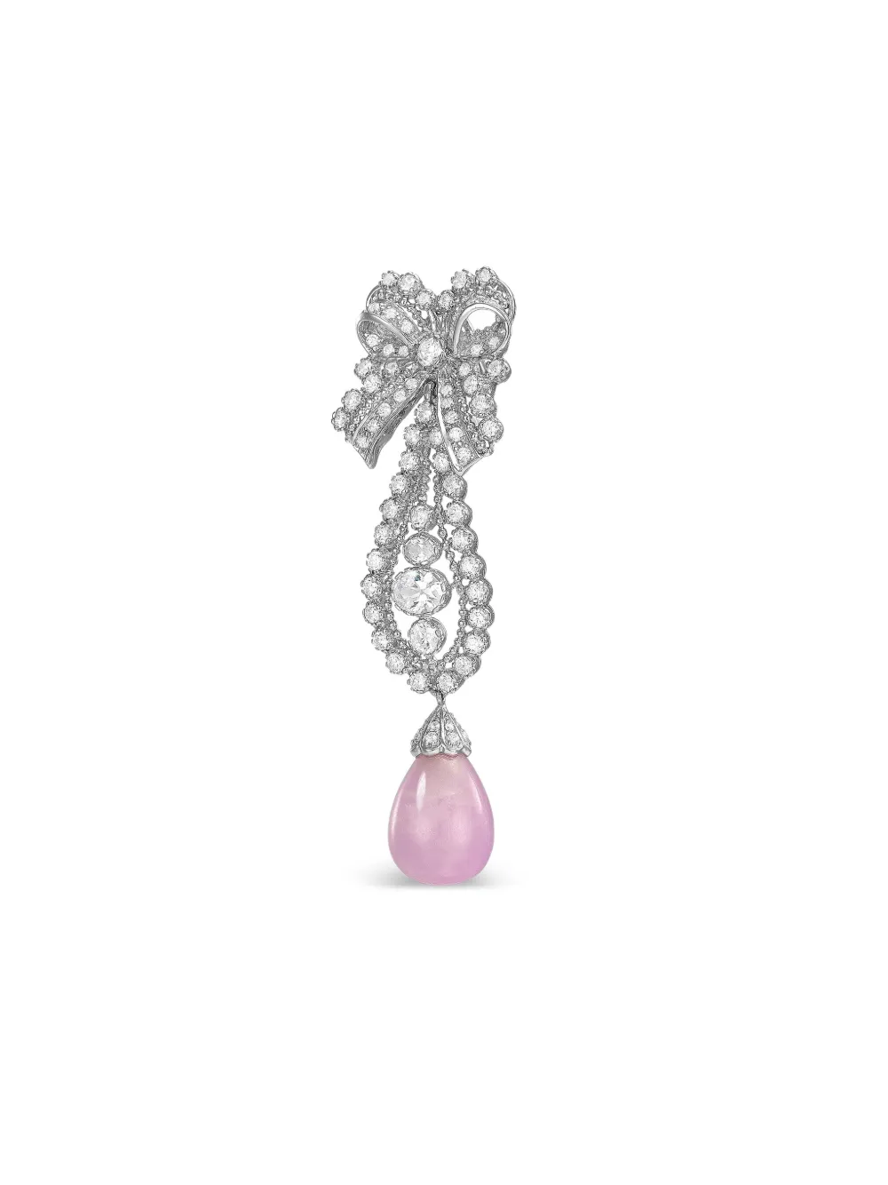 Anabela Chan Rhodium Vermeil Dentelle Bow Kunzite And Diamond Earrings In White