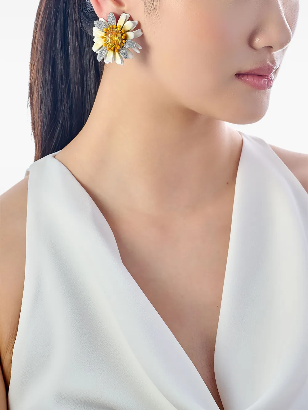 Anabela Chan 18k Gold Vermeil Sunflower Bloom Multi-stone Earrings In Yellow