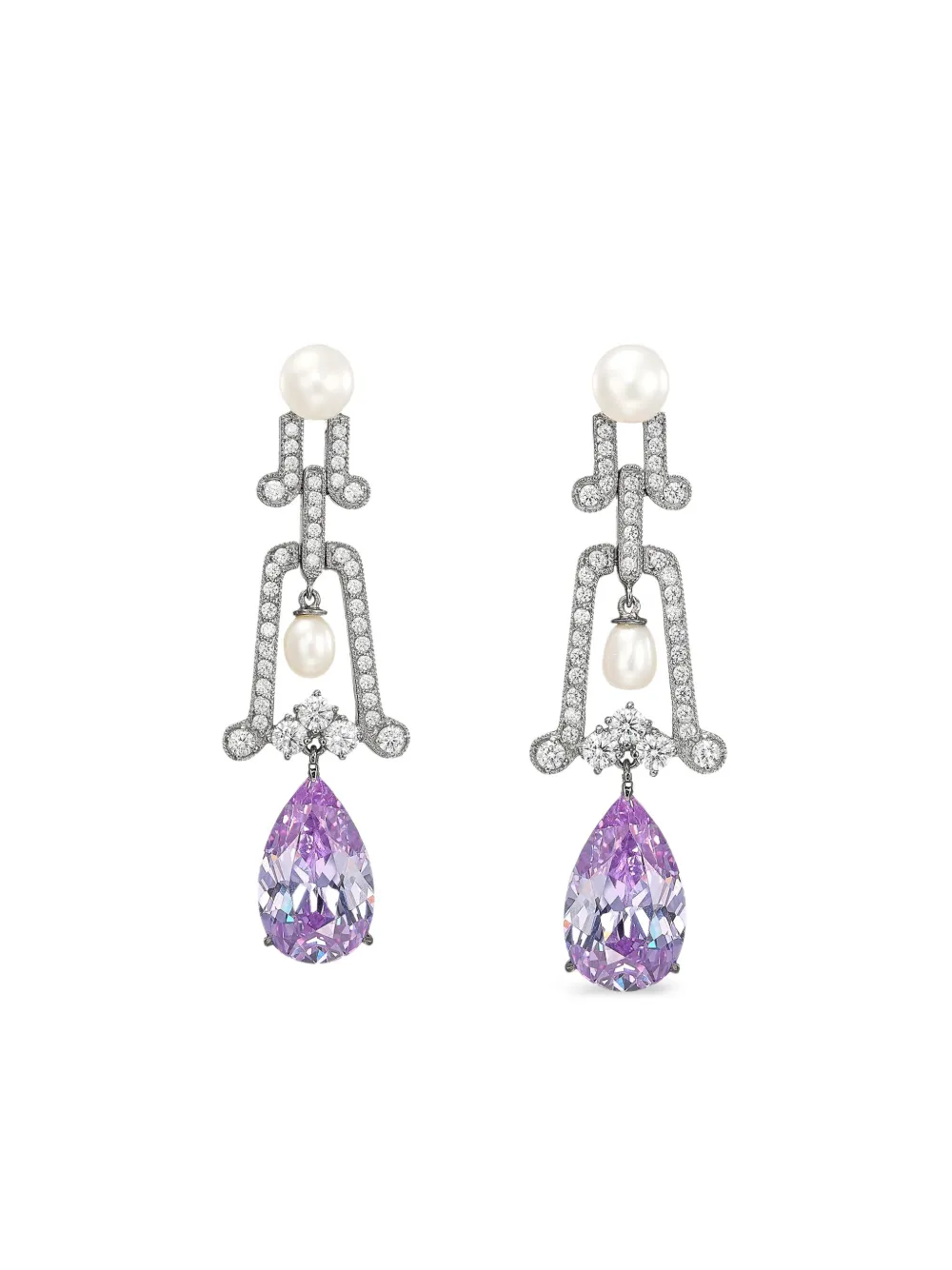 Anabela Chan rhodium vermeil Moderne multi-stone earrings | Purple | Image 1