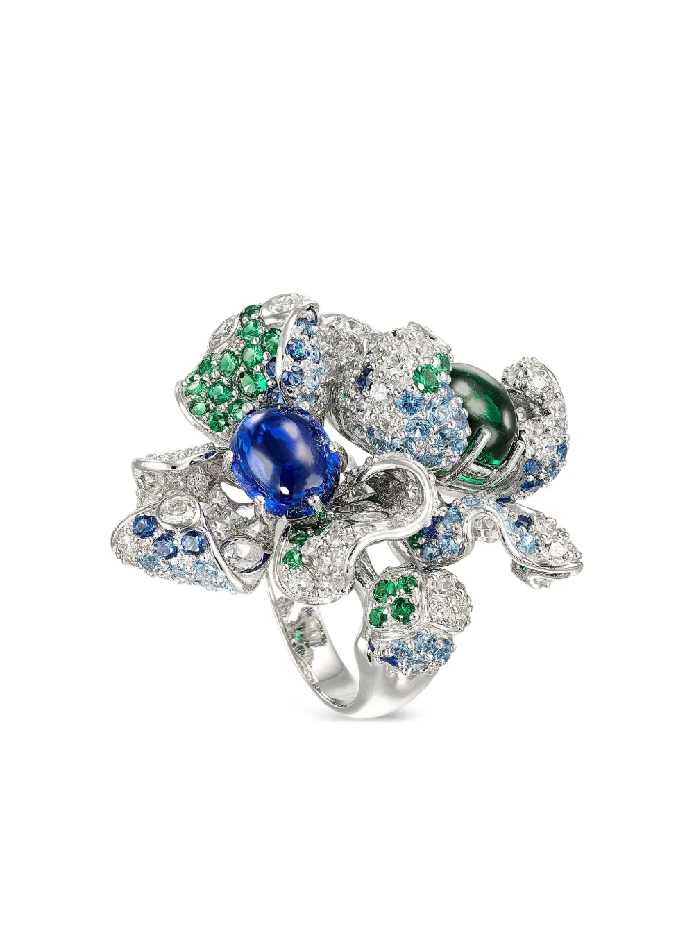 Anabela Chan Rhodium Vermeil Blossom Multi-stone Ring In Metallic