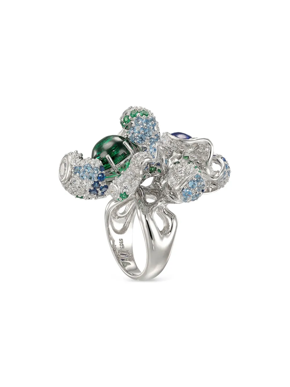 Anabela Chan Rhodium Vermeil Blossom Multi-stone Ring In Metallic