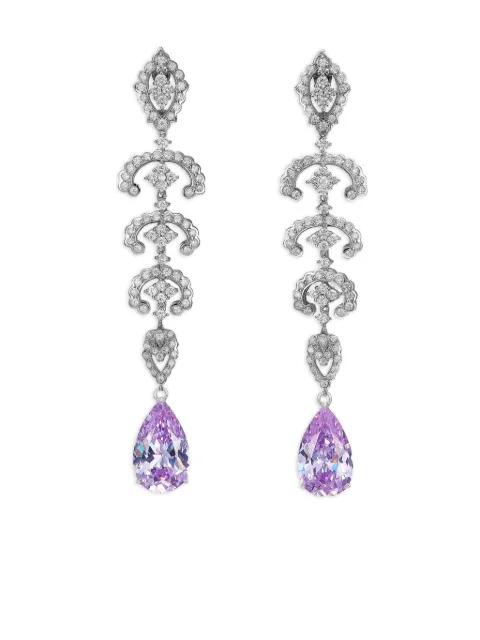 Anabela Chan 14K white gold and rhodium vermeil Scallop Lace amethyst and diamond earrings