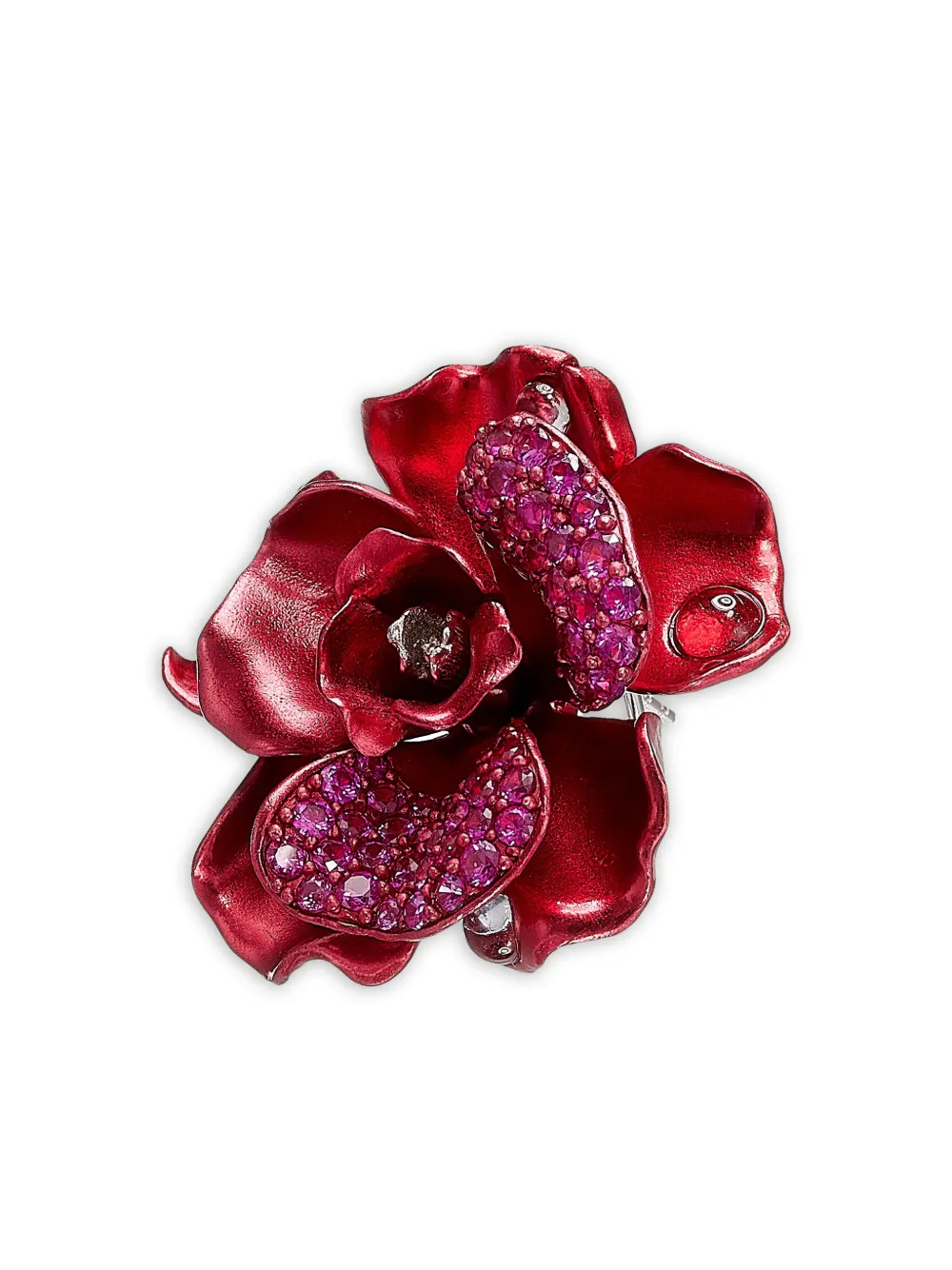 Anabela Chan 18k White Gold Crimson Camelia Multi-stone Earrings In Red