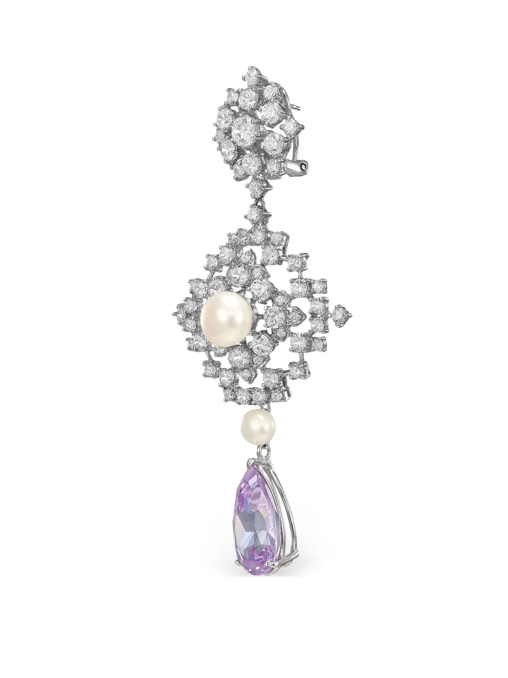 Anabela Chan Rhodium Vermeil Pixelise Multi-stone Earrings In Purple