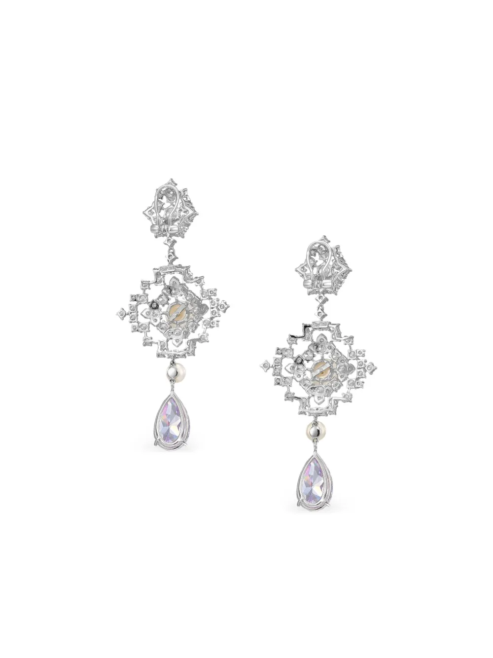 Anabela Chan Rhodium Vermeil Pixelise Multi-stone Earrings In Purple