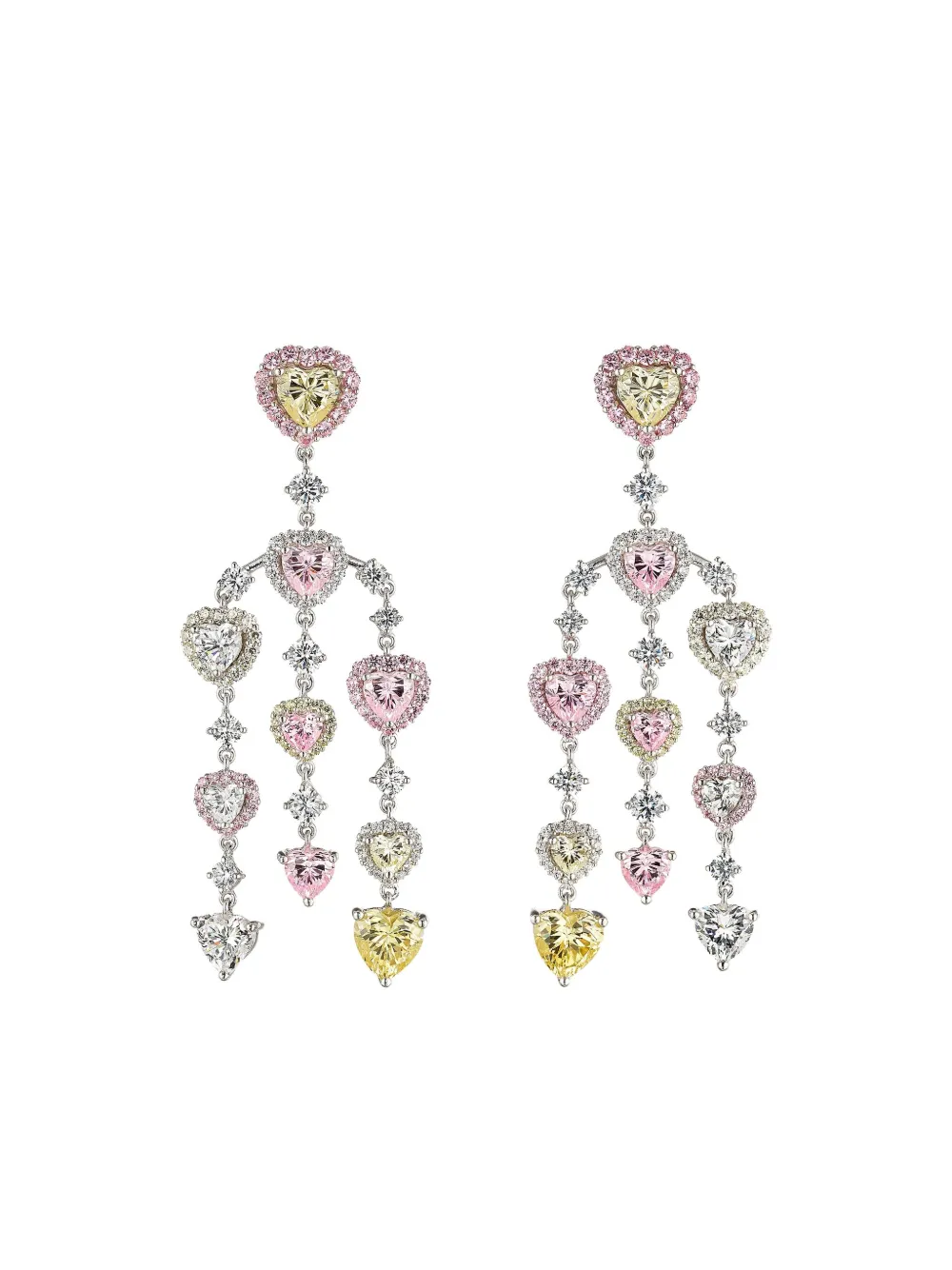 Anabela Chan Orecchini Love Heart in oro bianco 14 carati e vermeil rodiato con diamanti - Rosa