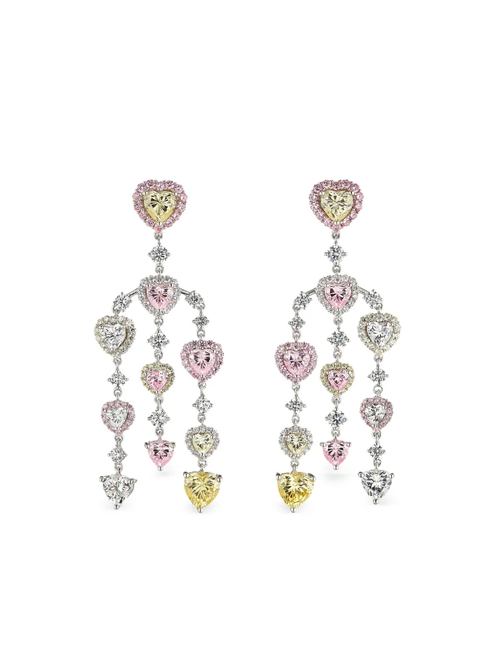 Anabela Chan Orecchini Love Heart in oro bianco 14 carati e vermeil rodiato con diamanti - Rosa