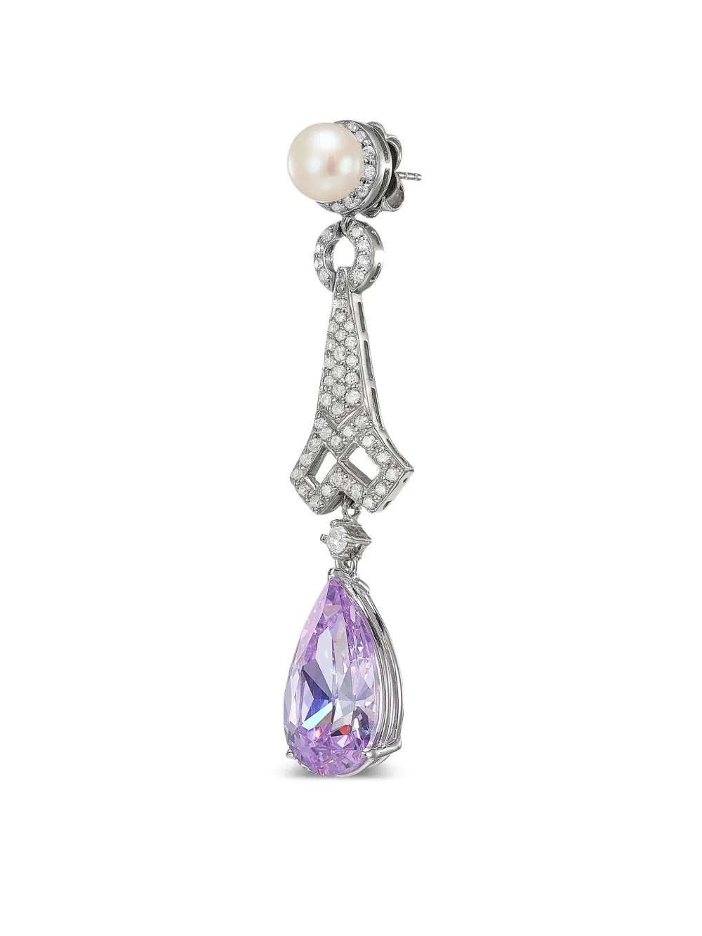 Anabela Chan Rhodium Vermeil Lattice Multi-stone Earrings In Purple
