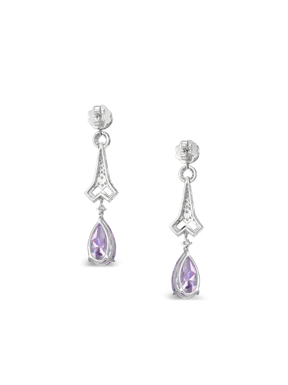 Anabela Chan Rhodium Vermeil Lattice Multi-stone Earrings In Purple