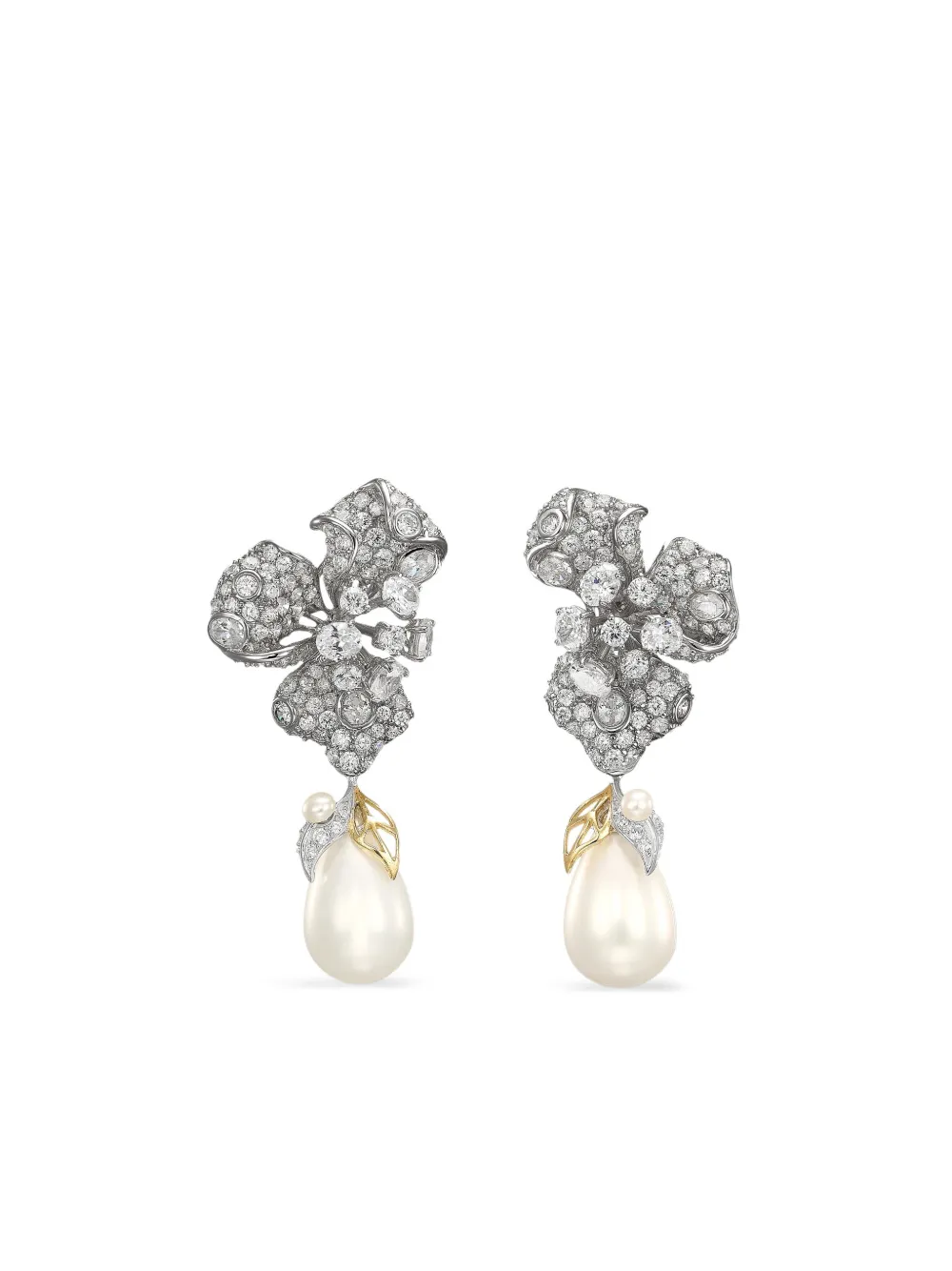 Anabela Chan Blossom フレッシュウォーターパール＆ダイヤモンド ピアス 14Kホワイトゴールド