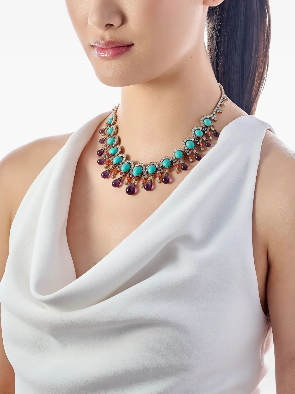 Anabela Chan 18k Yellow Gold Vermeil Imperail Tutti Frutti Multi-stone Necklace In Multi