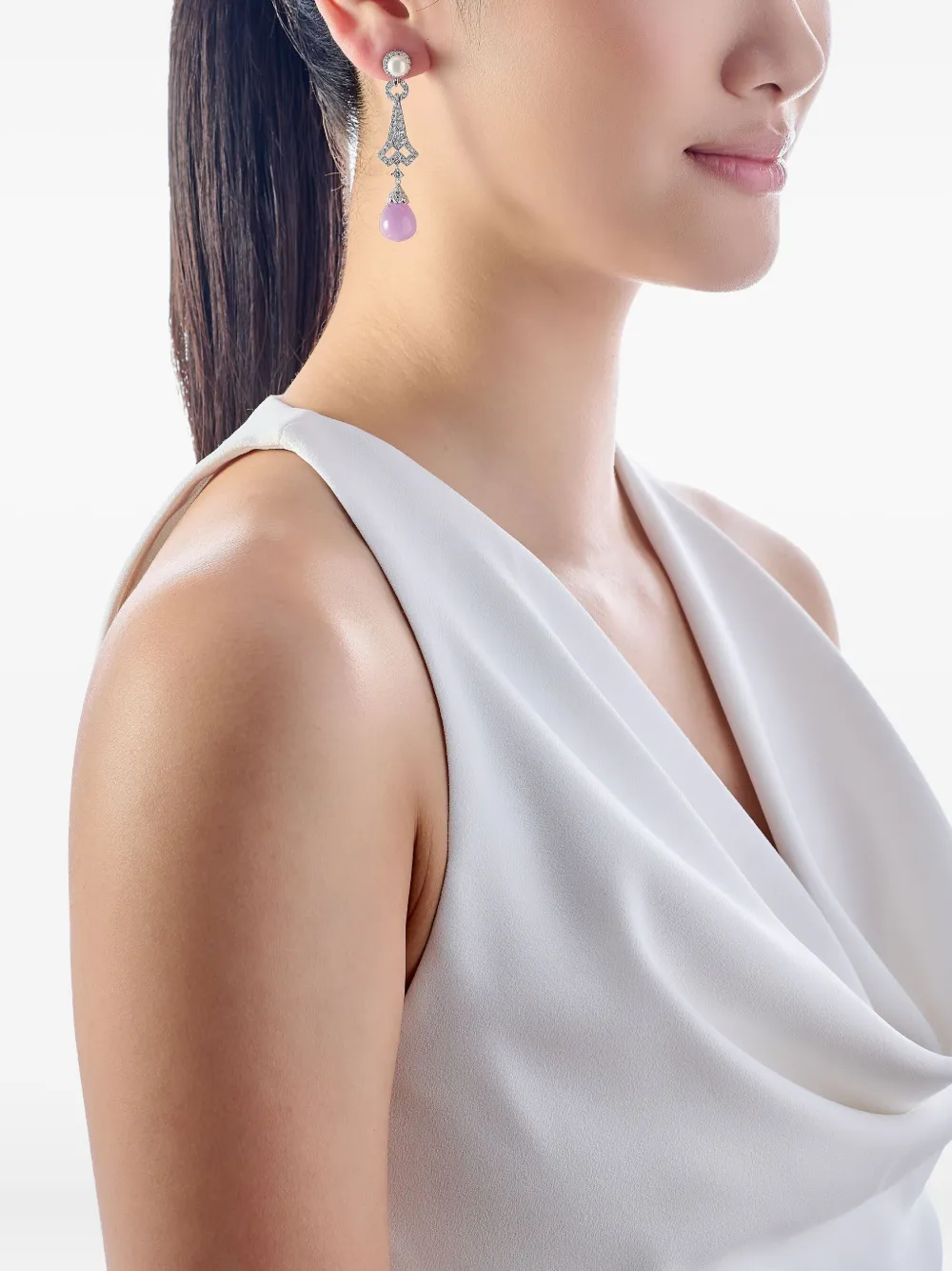 Anabela Chan 14K white gold and rhodium vermeil Moderne multi-stone earrings | Image 2