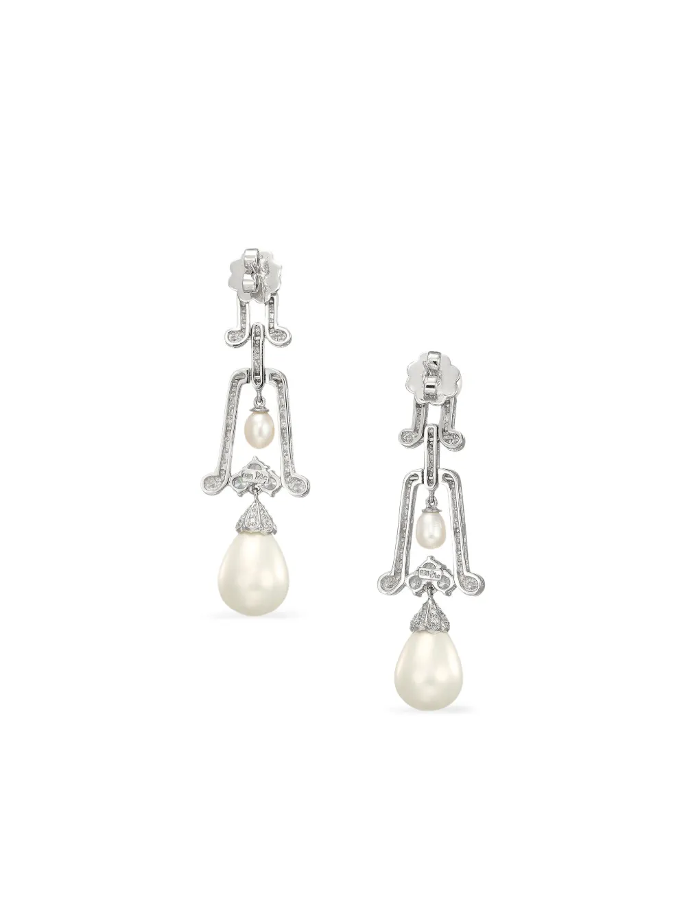 Anabela Chan Rhodium Vermeil Moderne Pearl And Diamond Earrings In Metallic