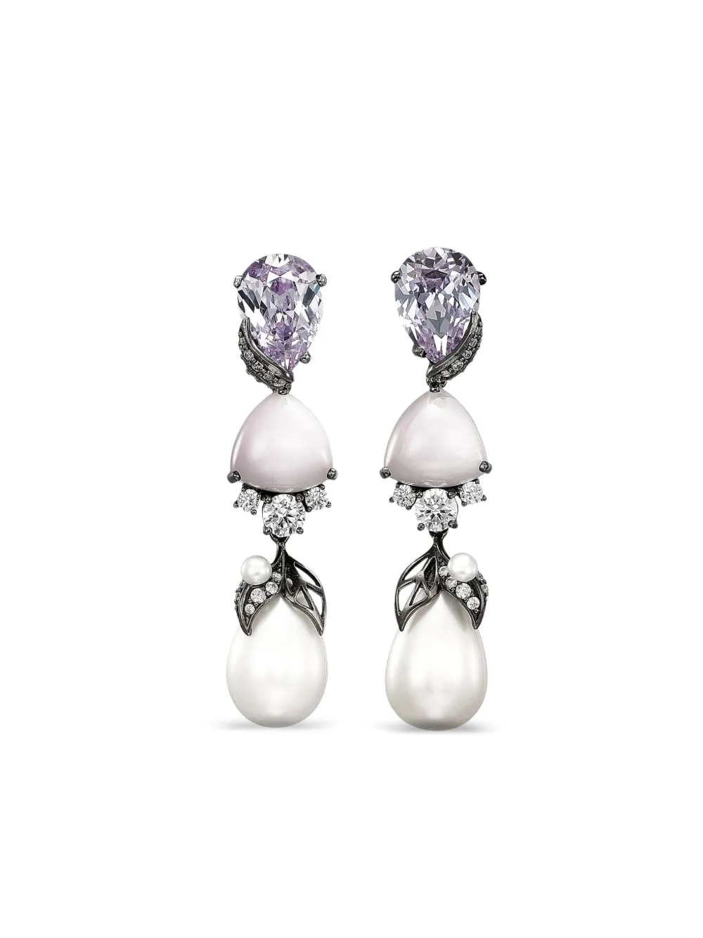 Anabela Chan 14k White Gold And Rhodium Vermeil Berry Multi-stone Earrings In Multi