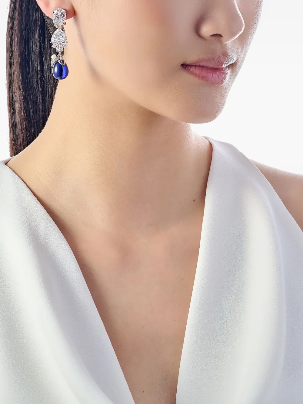 Anabela Chan Rhodium Vermeil Drop Berry Multi-stone Earrings In Metallic