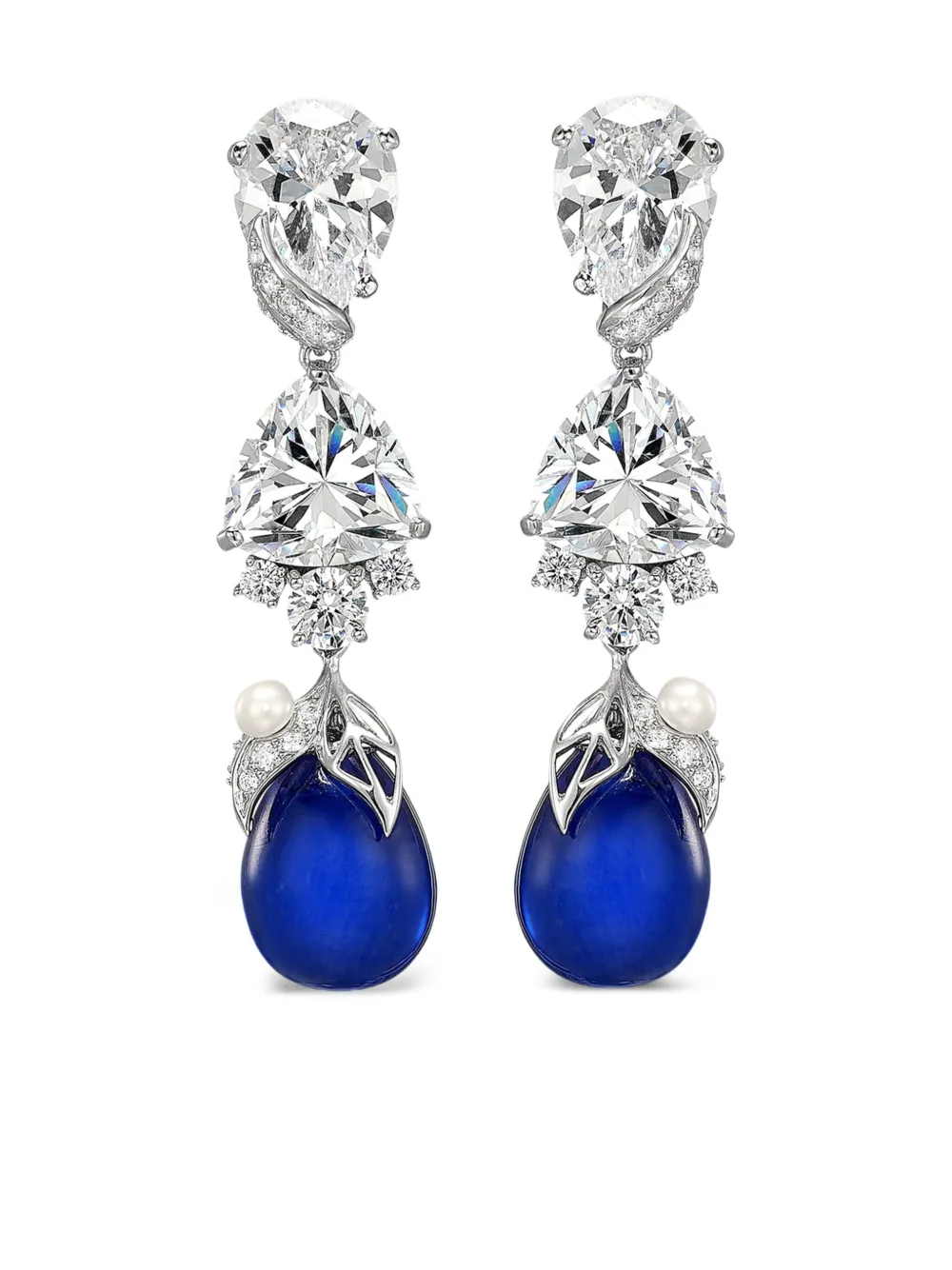 Anabela Chan Rhodium Vermeil Drop Berry Multi-stone Earrings In Metallic