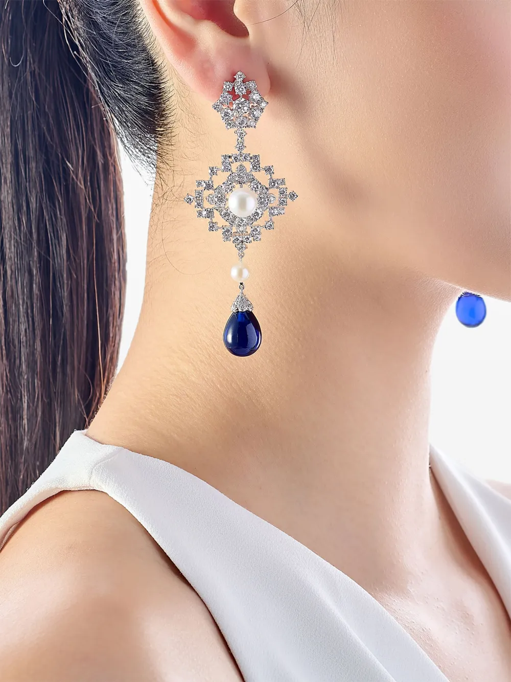 Anabela Chan 14K white gold and rhodium vermeil Pixelise multi-stone earrings | Fine Jewelry | Image 2