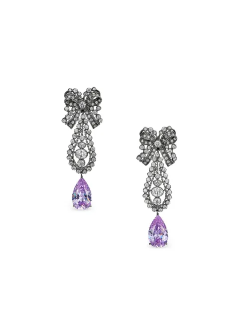 Anabela Chan rhodium vermeil Dentelle Bow amathyst and diamond earrings