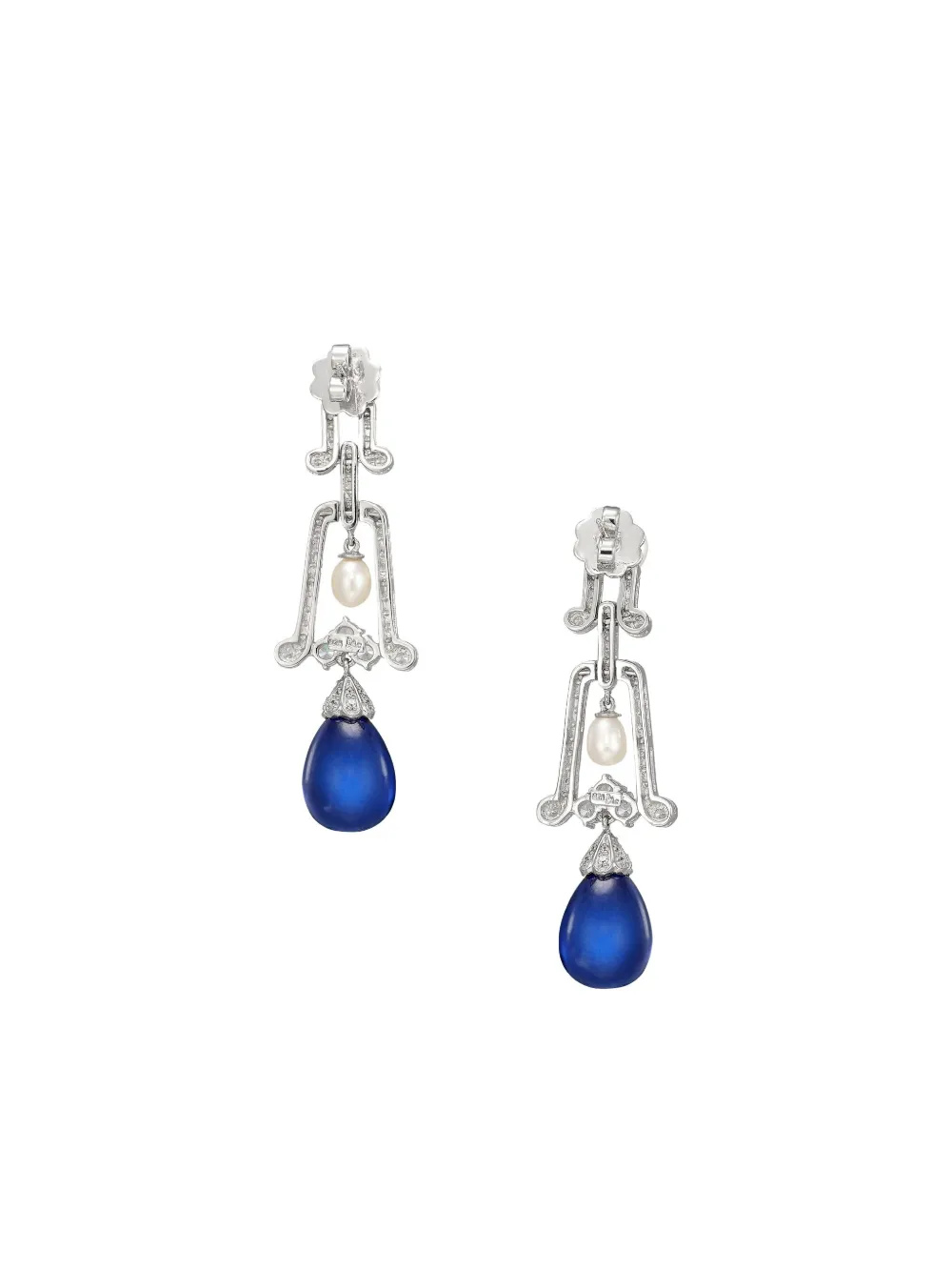 Anabela Chan 14k White Gold Moderne Multi-stone Earrings In Silver