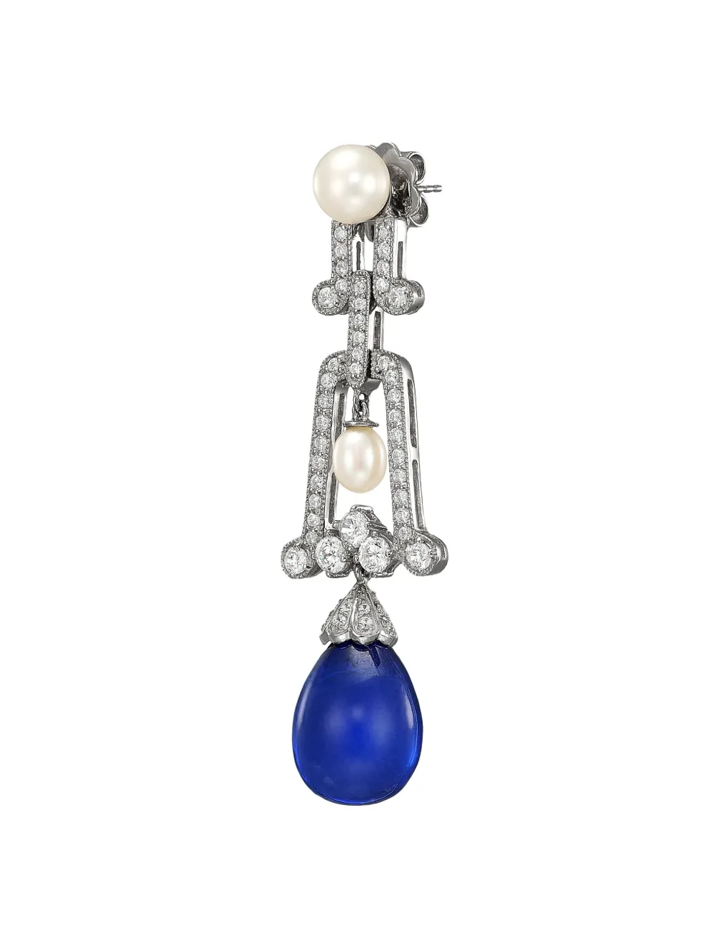Anabela Chan 14k White Gold Moderne Multi-stone Earrings In Silver