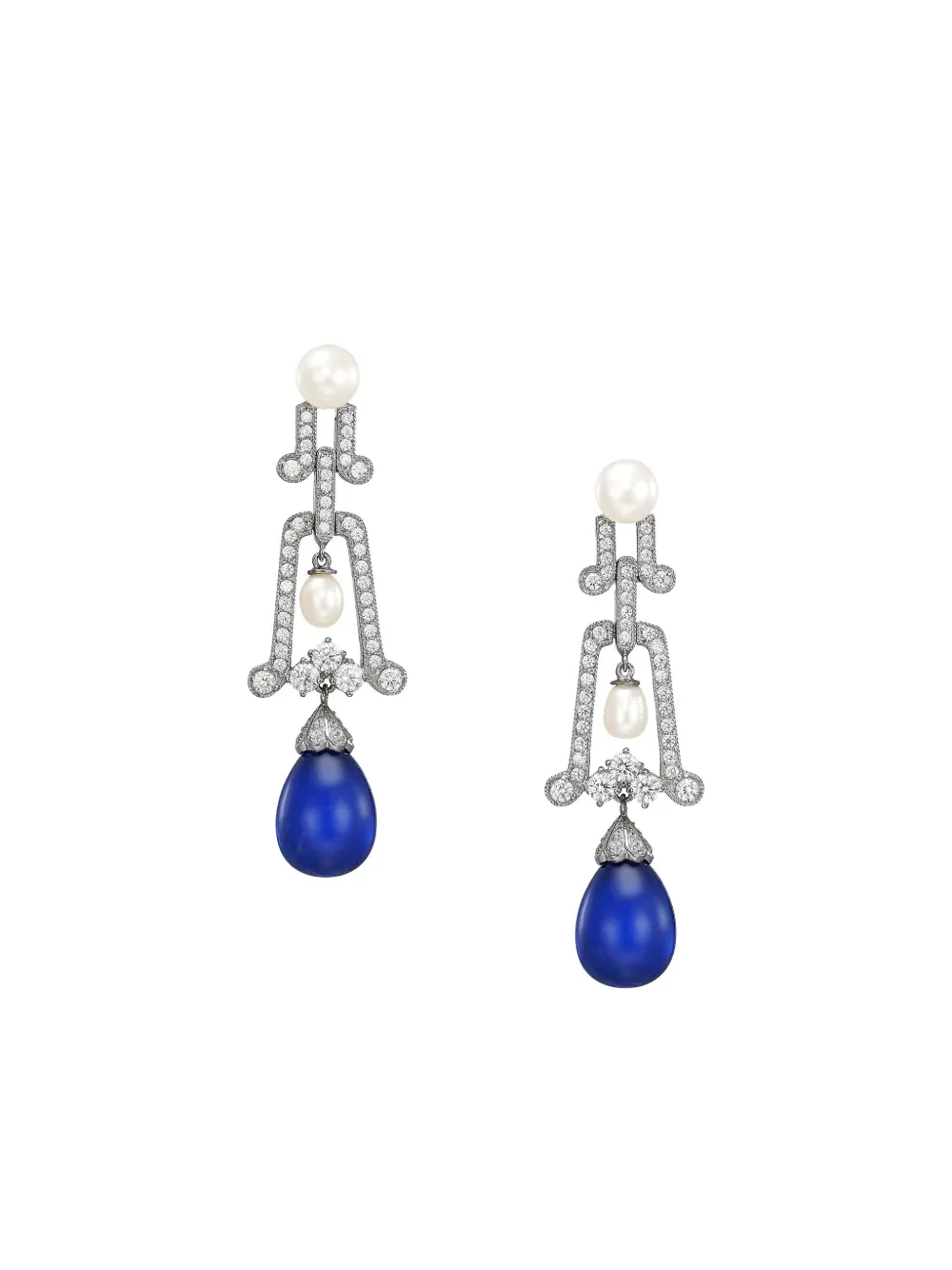 Anabela Chan 14k White Gold Moderne Multi-stone Earrings In Silver