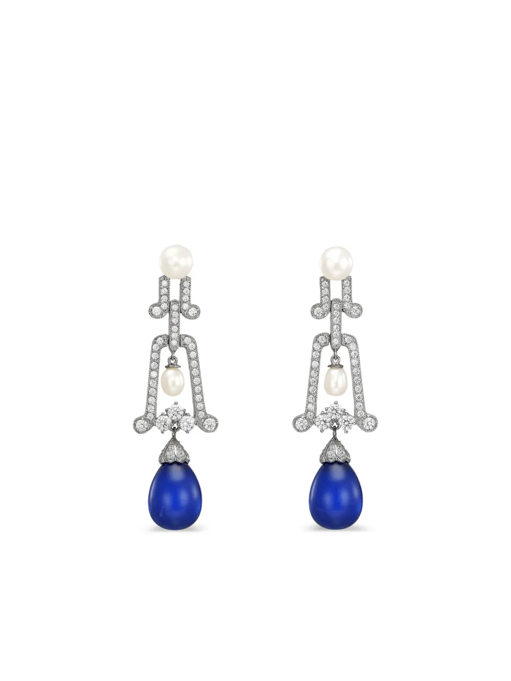 Anabela Chan 14K white gold Moderne multi-stone earrings | Blue | Image 1