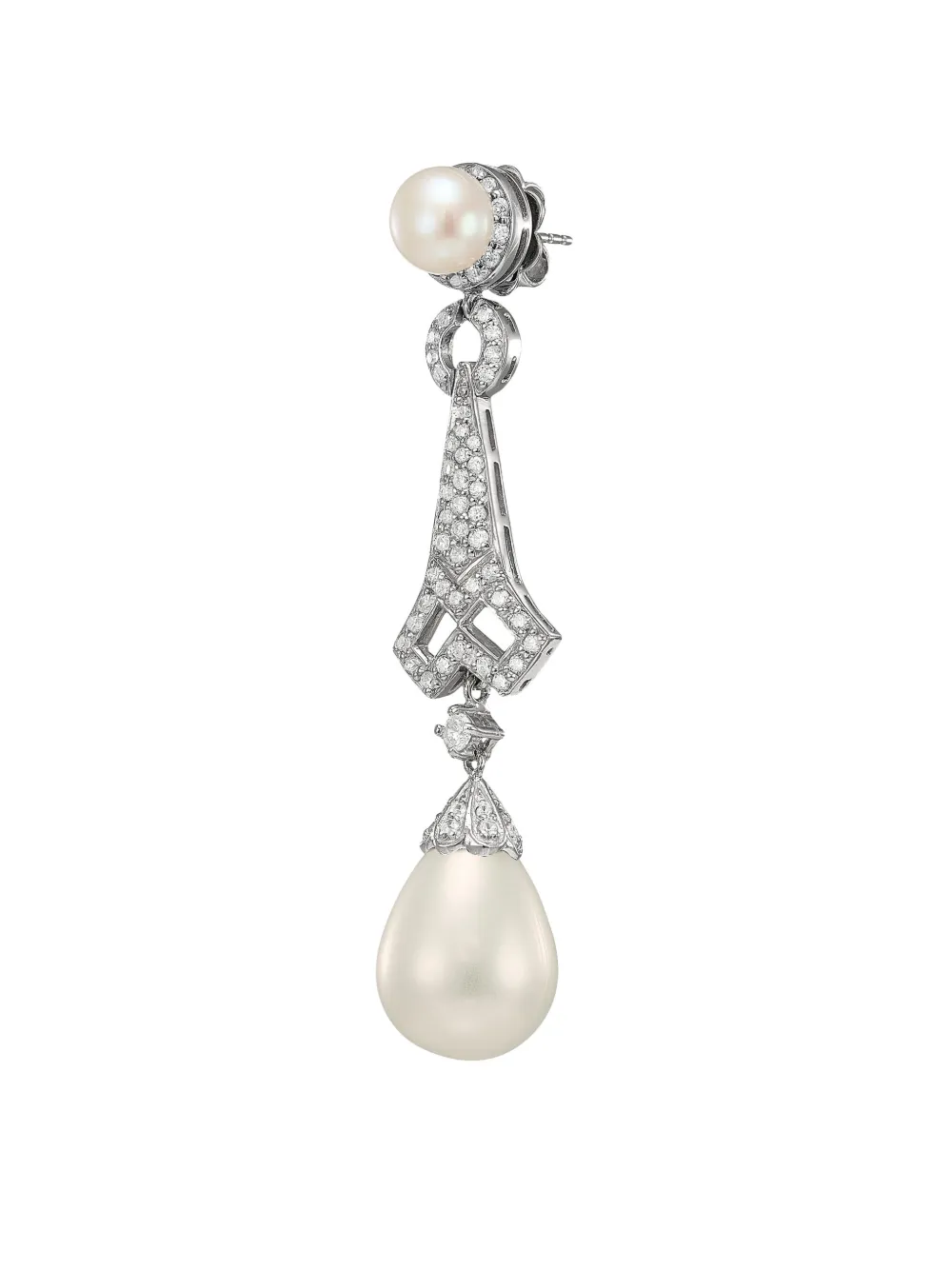 Anabela Chan 14k Gold Lattice Diamond Earrings In Silver