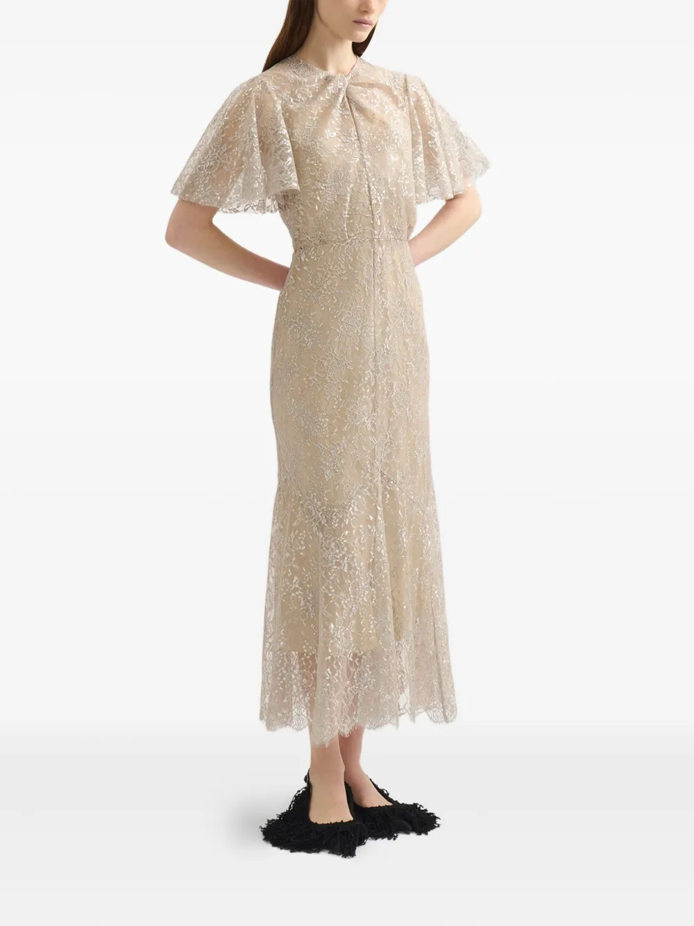 ERDEM Jurk met korte mouwen Beige