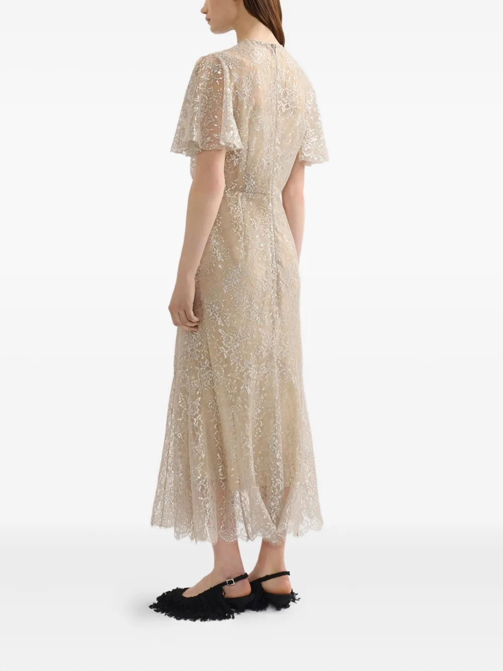 ERDEM Jurk met korte mouwen Beige