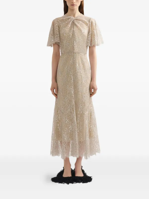 erdem short sleeve midi dress Midnight Blue Short Sleeve Midi Dress