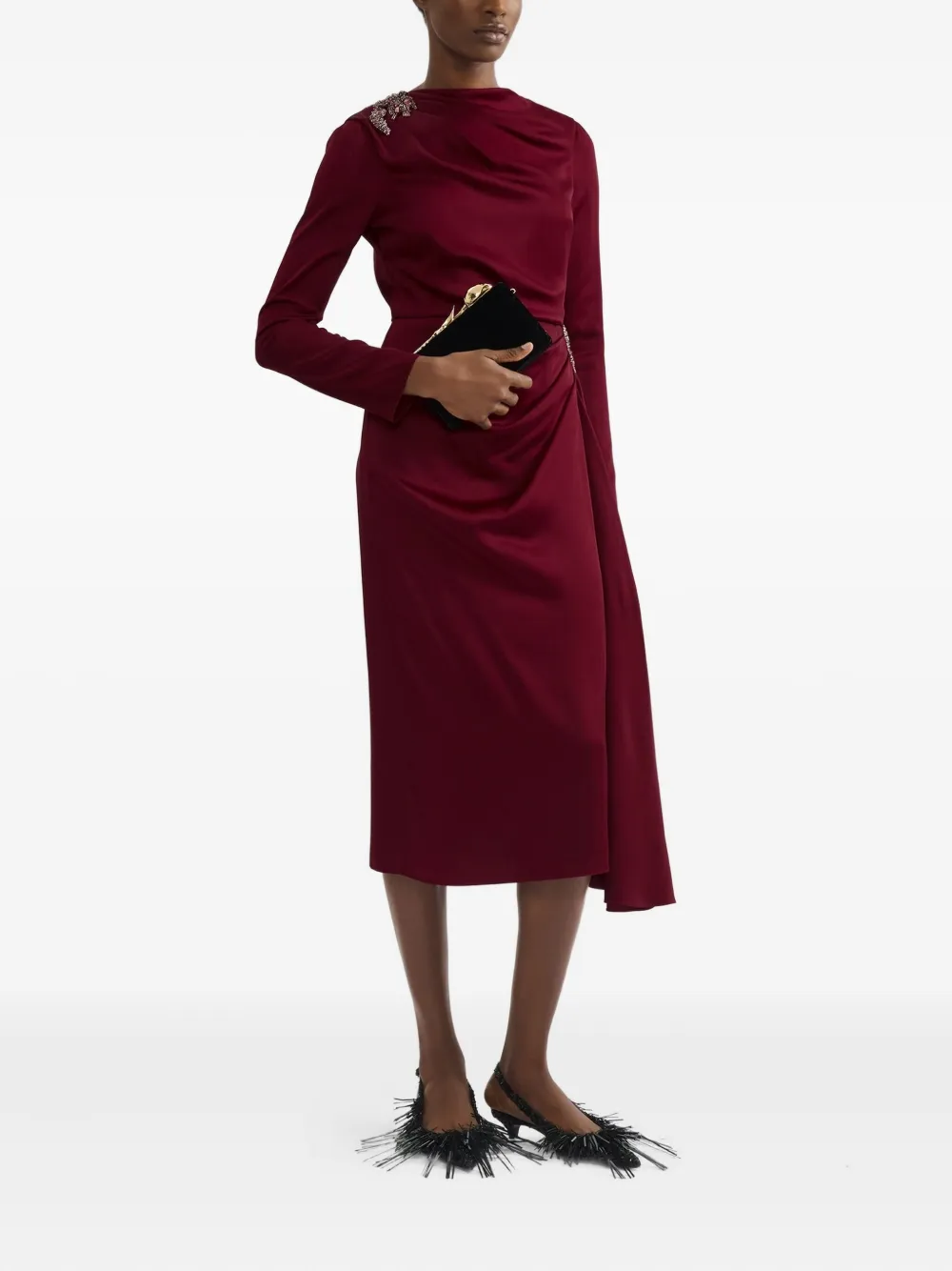 ERDEM Gedrapeerde midi-jurk - Rood