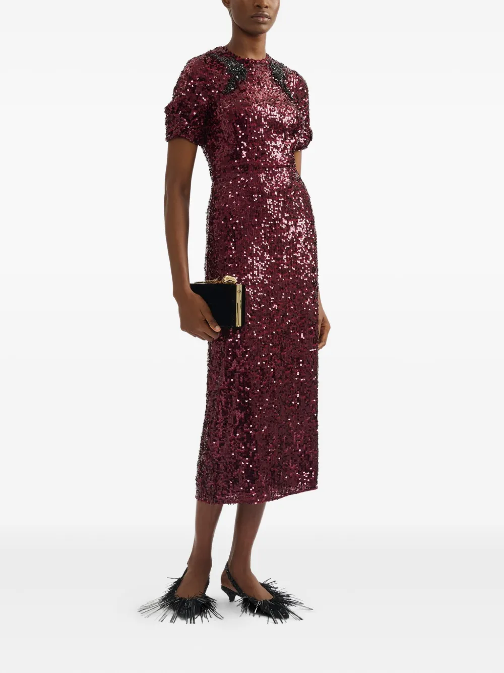 ERDEM Jurk verfraaid met pailletten Rood