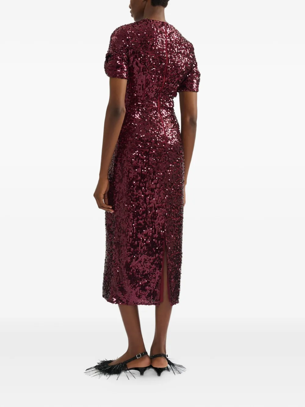 ERDEM Jurk verfraaid met pailletten Rood