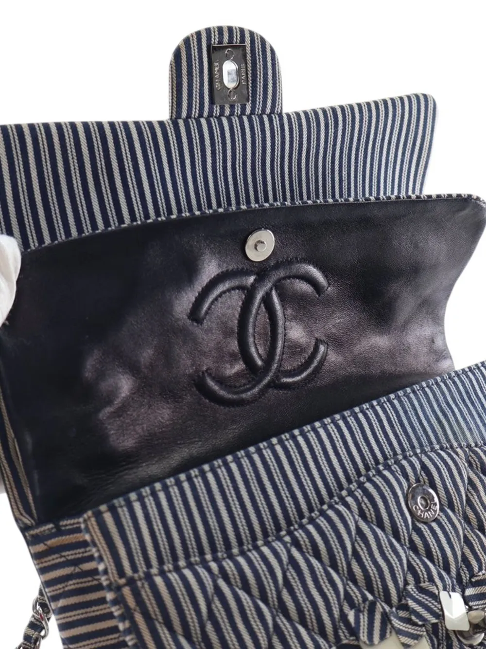 CHANEL Pre-Owned 2006-2008 Medium Classic Canvas Sequin Stripes Double Flap shoulder bag | Pre-Owned | Image 2