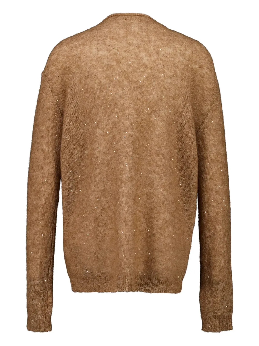 120% Lino Sequin V-neck Sweater In Brown