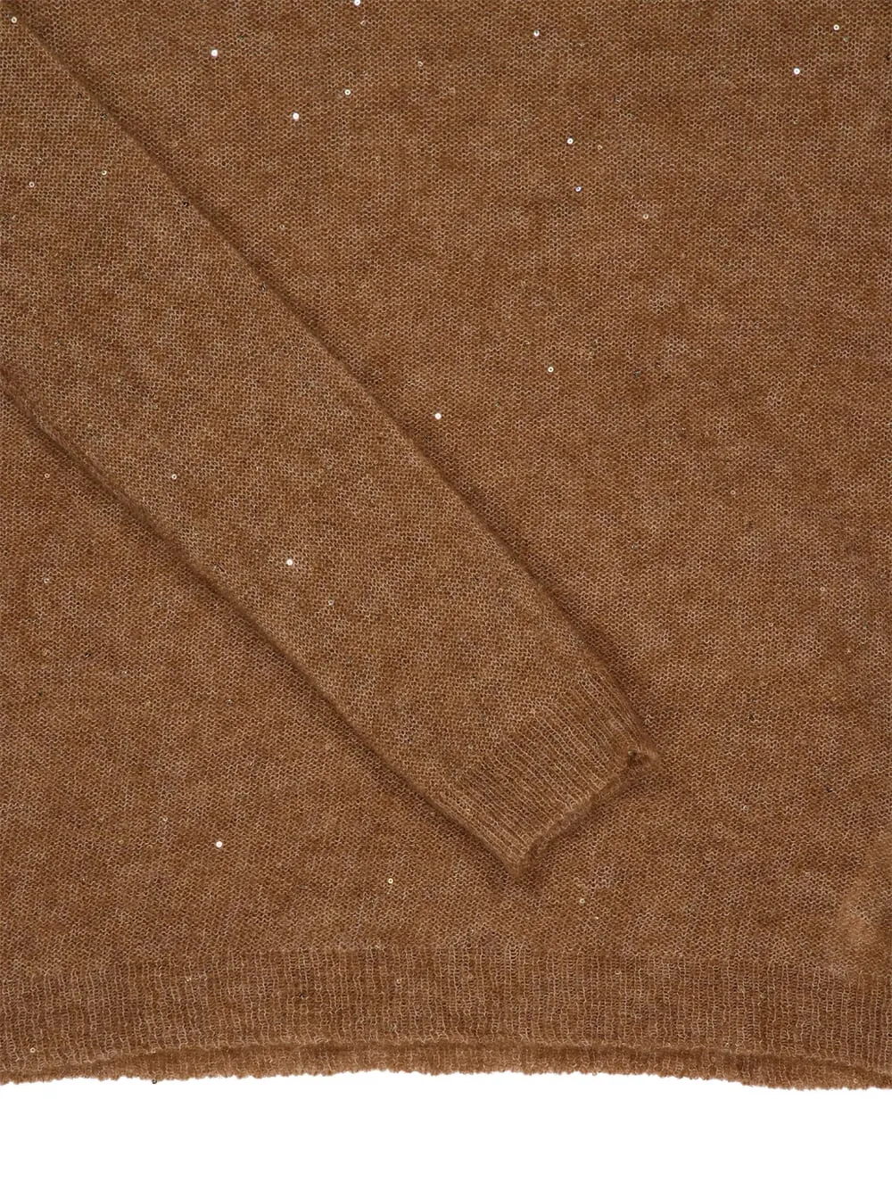 120% Lino Sequin V-neck Sweater In Brown