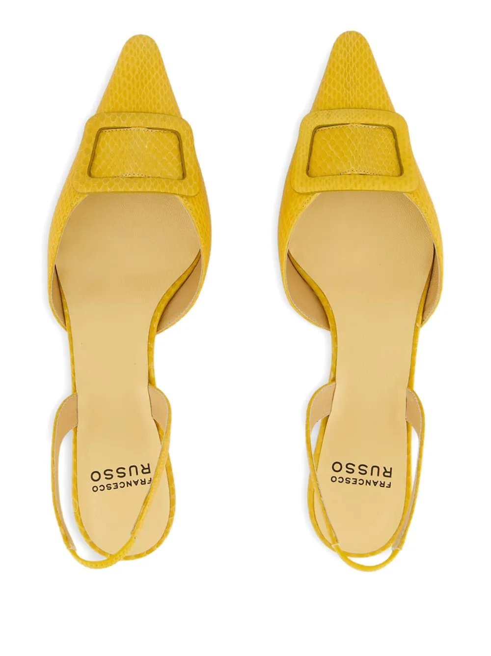 Francesco Russo 25 mm R1p1011 pumps met kitten-hak en gesp Geel