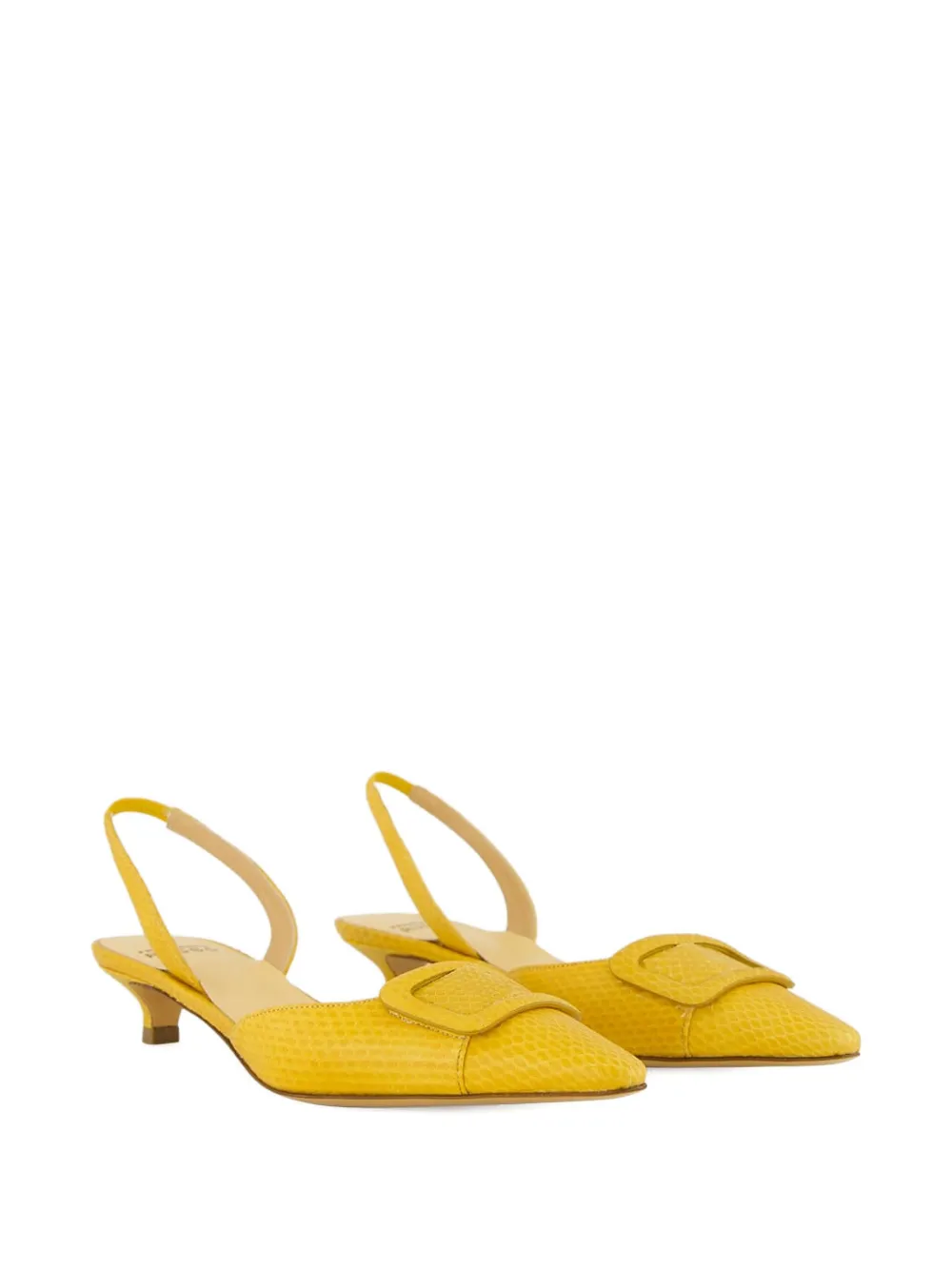 Francesco Russo 25 mm R1p1011 pumps met kitten-hak en gesp Geel