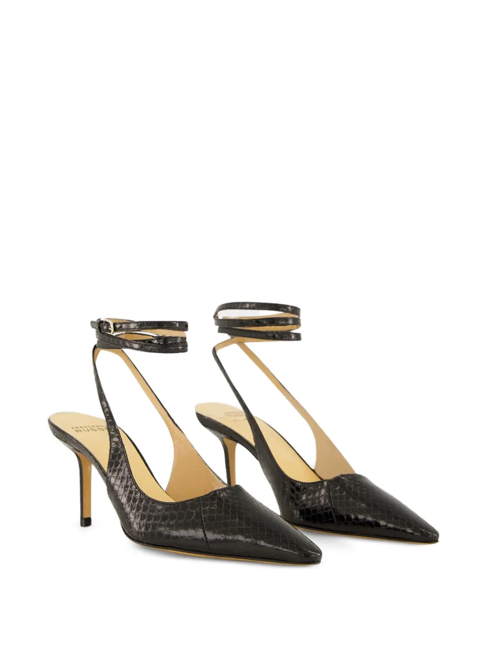 Francesco Russo Leather Ankle-tie Pumps In Black