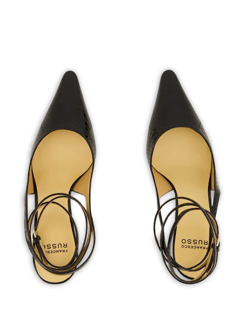 Francesco Russo Leather Ankle-tie Pumps In Black